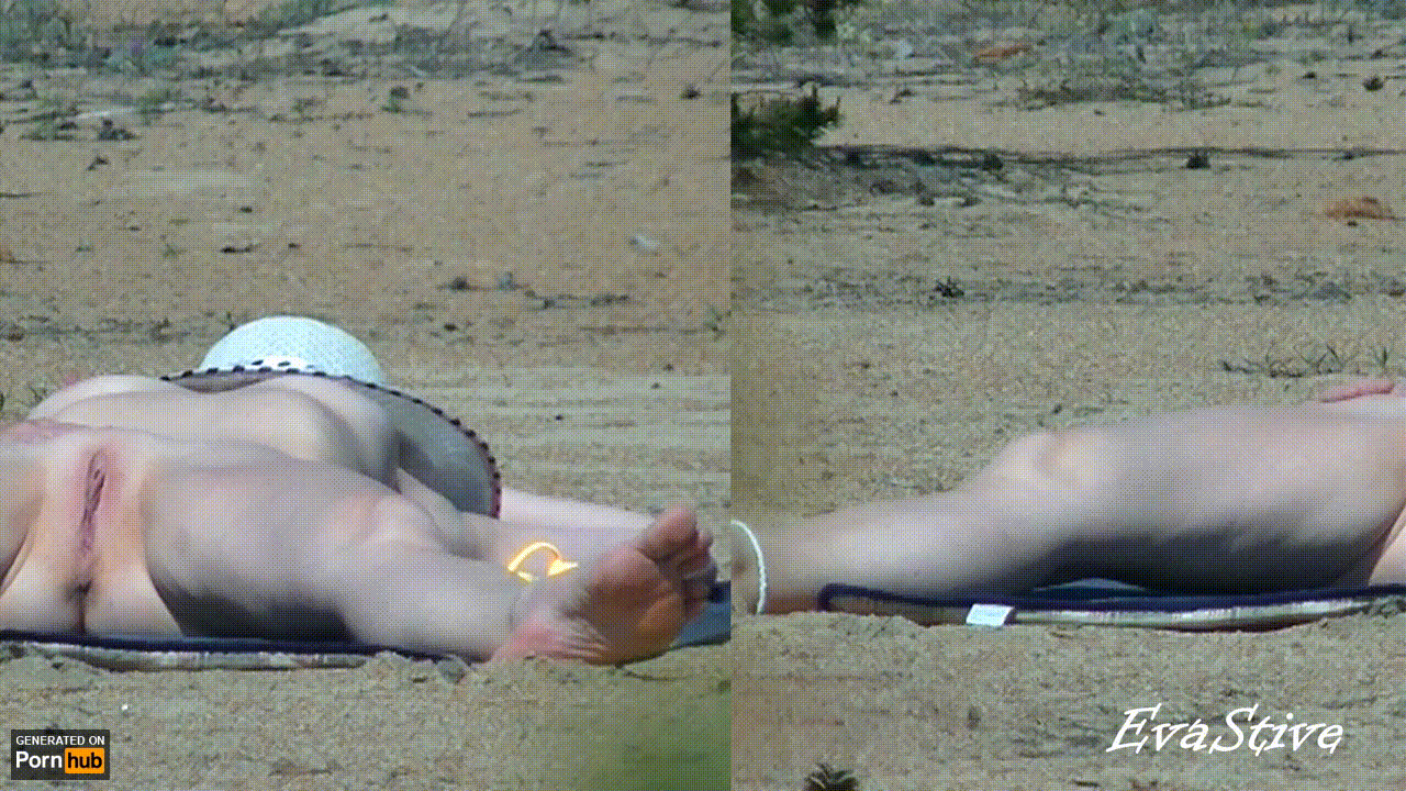 spreading legs at the beach
