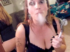 THE BEST SMOKING MOUNTED DILDO FUCK IVE SEEN gif