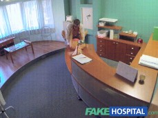 PERFECT SEXY BLONDE GETS PROBED AND SQUIRTS DOCTORS RECEPTION gif
