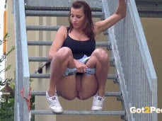 Peeing on stairs continued.... gif