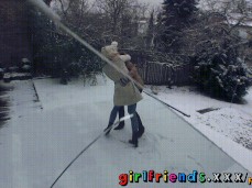 Eufrat and Tracy playing with snow gif