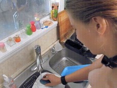 Good  girl happily doing her chores gif