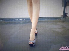 Model in high heels walking gif