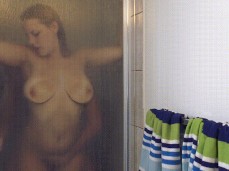 slut pounded standing doggy in the shower, tits on glass gif