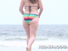 Chubby slut walking on beach gif