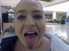All Gone!! Swallowing Cum At The Mall - Little Oral Andie gif