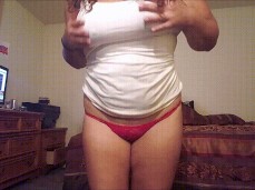 Brown complexion tee on with rogue panties gif