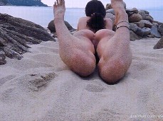 Nudist Babe at the public Beach gif