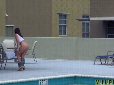 Lexi Lowe takes off shorts at poolside gif