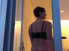 Sexy wife Hannah Brooks invites you in after catching you peeping gif