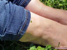 Smothing my little feet with warm Oil in the sun! gif