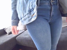 Booty_Ass Schoolgirl in Jeans and Bra gif