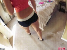 Remy Lacroix in boyshort panties walking to bed gif