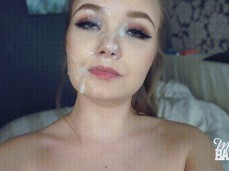 Do I look pretty with cum on my face? gif