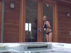 Naughty Allie comes to hot tub with champagne gif