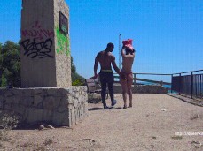 Kira Queen takes off dress while walking with Black stud gif