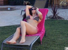 Alison Tyler lays out in bikini and sunglasses gif