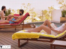 Daisy Stone jealously watches a couple poolside gif