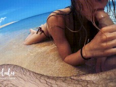 Blowjob in the water of a beach desert island gif