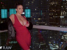Big boobed Angela White on hotel rooftop gif