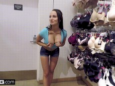 Lexi Luna flashes cleavage in lingerie section of department store gif