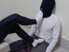 boot sniffing foot tease gif