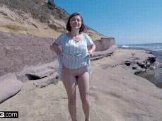 aria sky strips dress on beach shows perfect body gif