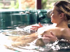 Sofie Goldfinger wife skinny dipping in hot tub gif