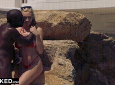 Kendra Sunderland stroking  cock next to pool gif