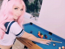 belle delphine pool table gif