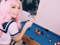 belle delphine pool table gif