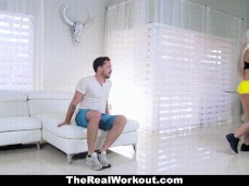 Rharrhi Rhound walks away in gym booty shorts gif