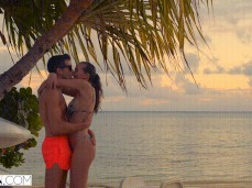 Stacy Cruz in bikini rushes to kiss boyfriend gif