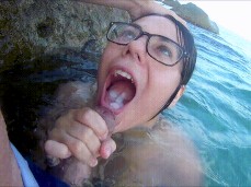 Public Blowjob while Swimming in the Sea gif