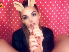 bunny girl give nice sensual oiled handjob gif