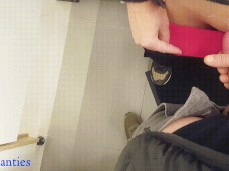 Cum on her pink panties in dressing room gif