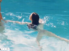 Lana Rhoades skinny dipping swims by naked stud gif