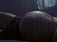 pregnant man with huge belly in labor gif