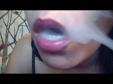 Blowing lip smoke gif