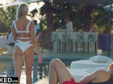 Angelika Grays walks by pool in cheeky bikini gif