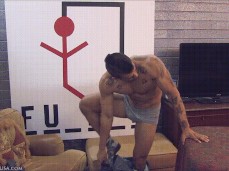 Izzy strips his off his jeans gif