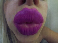 Purple lipstick kisses gif