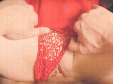 #cum onto panties #close up pussy fuck #pov #red panties #tight pussy gif