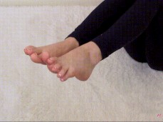 Feet soles and toes with white pedicure JOI MiaNyx gif