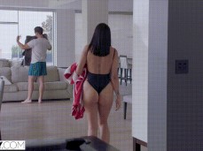 Vanessa Sky in thong bikini goes to surprise husband's friend gif