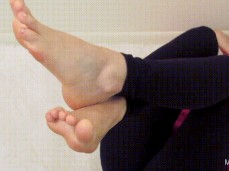 Close up perfect feet Mia Nyx amateur foot fetish JOI with white pedicure gif
