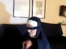 blindfold nun gif