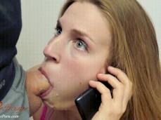 Xev Bellringer Takes Facial & Throatpie While on the Phone With Boyfriend gif