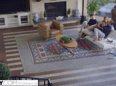 Natasha Nice in lingerei on couch with two men gif