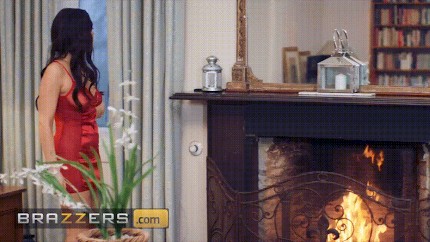 Fireplace - Valentina Nappi In Sexy Red Slip By The Fireplace Looks Out Window Porn Gif  | Pornhub.com